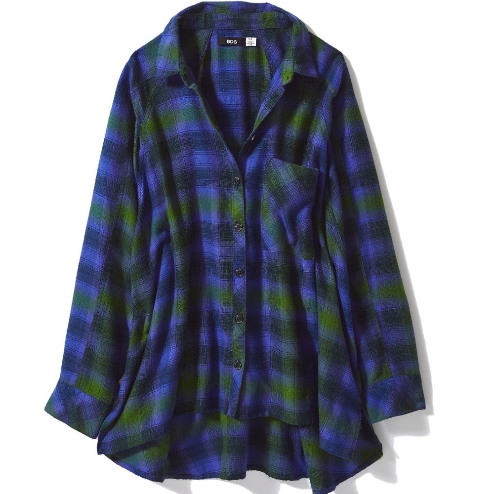NWT BDG Brendan Oversized Flannel Blue/Green M